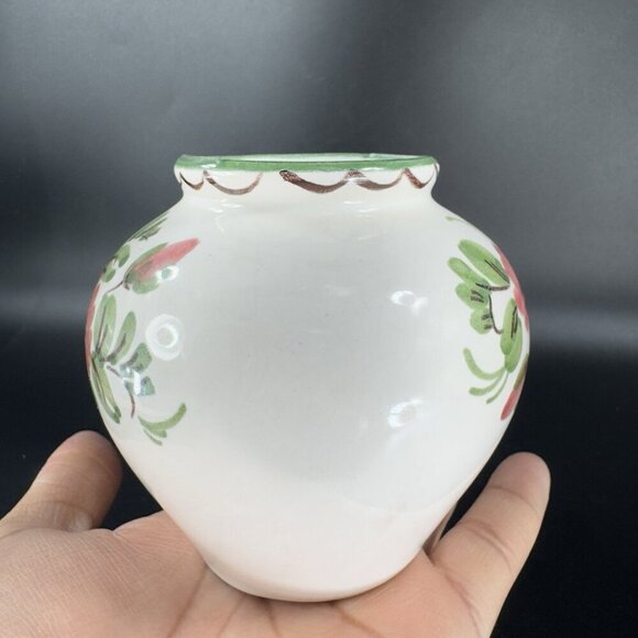 Vintage German Pottery Vase Vessel Flower Pot Planter Ceramic Flower Pattern VTG - Picture 11 of 12